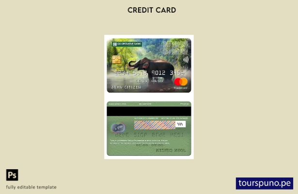 lista para imprimir plantilla de tarjeta mastercard del Banco Cooperativo de Ken